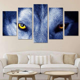 tableau mural loup yeux jaunes