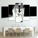 tableau mural loup gris et blanc
