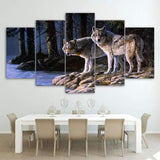 tableau peinture loup foret