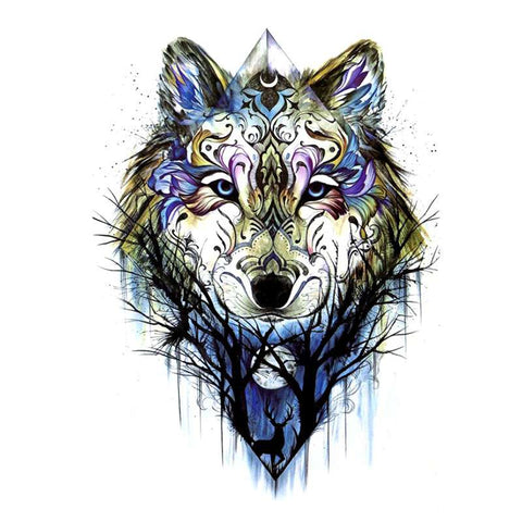 tatouage loup cerf