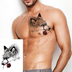 tatouage loup rose homme