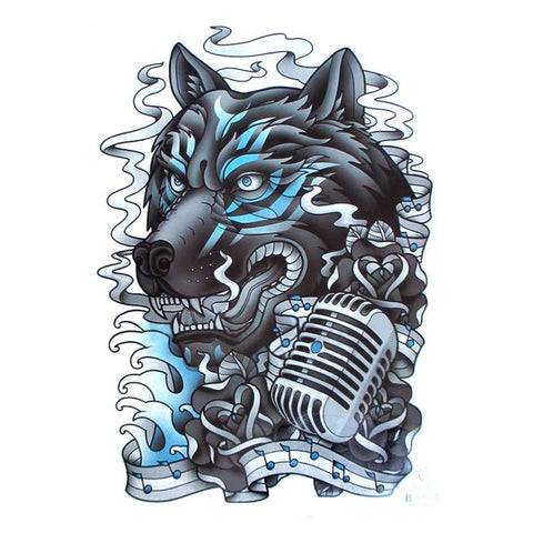 tatouage temporaire loup