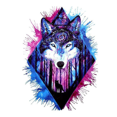 tatouage tete de loup geometrique